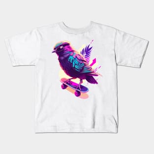 Bird on a Skateboard Kids T-Shirt